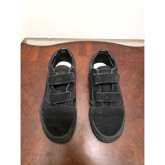 VANS Old Skool V Black Canvas & Suede Double Strap Sneakers Kids Size 3 Skateboa - Picture 2 of 9